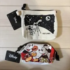 ミッキーミニー　フラットポーチ　ミニワイヤーポーチ
