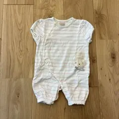 petit main ストライプ ツーウェイ・ドレスオール　うさぎ　50-70