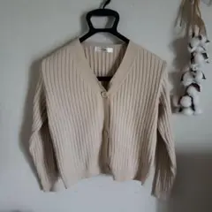 fifth ベージュ リブ編みクロップド丈カーディガン