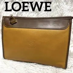 【美品】LOEWE ロエベ クラッチバッグ アナグラム レザー ゴールド金具