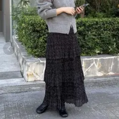 【美品】　fredy emue ドットプリーツティアードスカート