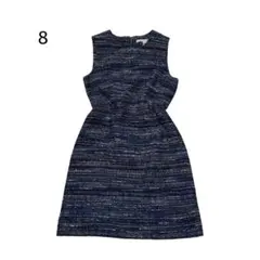 大きいサイズ 8 ダイアンフォンファステンバーグ ツイード ワンピース 紺