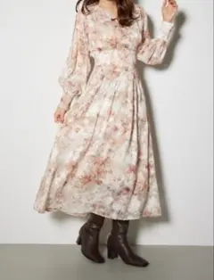 花柄 カシュクール ロングワンピース