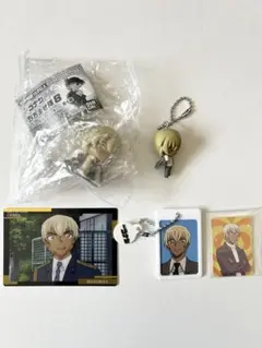 名探偵コナン　安室透　ちぢませ隊8　キーホルダー　イタジャガ　カード　4点セット