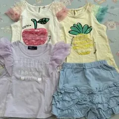 フルーツデザイン トップスとショートパンツセット 110