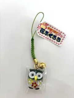 フクロウ 手造りガラスストラップ