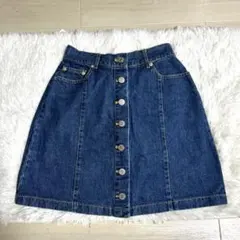 INGNIデニム Aライン ミニスカート ボタンフロントMサイズシルエット綺麗