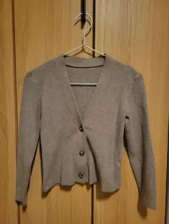 UNIQLO ウォッシャブルニットリブカーディガン　ブラウン　sサイズ