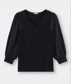 【中古】　GU サテンスリーブセーター(7分袖) Lサイズ