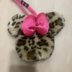 ヒョウ柄　ミニー型ポーチ　ディズニー　ミニー　コインケース　パスケース