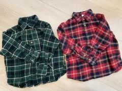 フランネル 長袖チェックシャツ 2枚セット