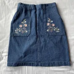 刺繍ポケット デニムスカート