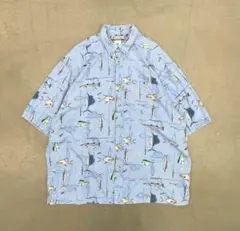 Columbia 半袖シャツ 総柄 ボタンダウン XL