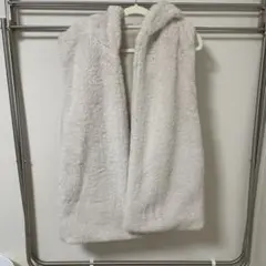 フード付きフリースベスト ライトグレー