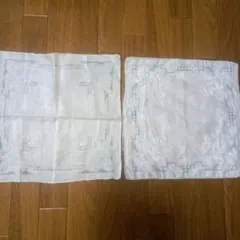 スワトウ　刺繍入りホワイトハンカチ 30cm　２枚