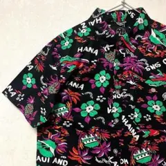 【新品】デザインシャツ　総柄　ヴィンテージ　奇抜　アート　アロハ　マルチ　半袖