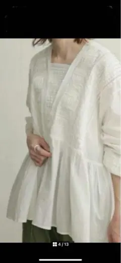 アーバンリサーチ　ドアーズ　ピンタックギャザーブラウス　レース