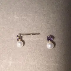 新品 TSUTSUMI ジュエリーツツミ 淡水パールピアス アメシスト k10