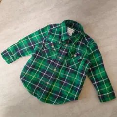 【ラルフローレン】 ベビー チェック シャツ 長袖 80 緑