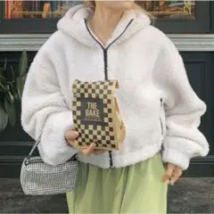 GRLグレイル フード付きボアクロップド丈ジャケット[ze815]