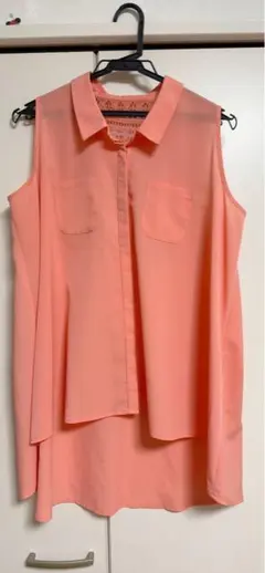 ピンク ノースリーブ シャツ レース付き