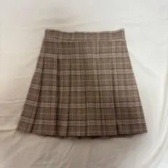 ブラウン チェック プリーツスカート