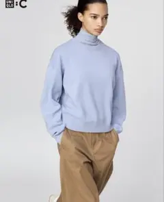 UNIQLO:C スムースコットンクルーネックセーター Sサイズ BLUE