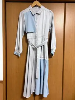 【 アクシーズファム 】axes femme 長袖ワンピース グレー 水色 長袖