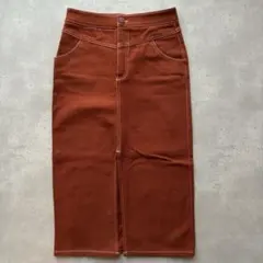 ZARA ザラ ブラウン タイトスカート ホワイトステッチ スリット