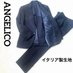 美品✨ANGELICO イタリア製生地　スーツ　セットアップ　ネイビー　チェック