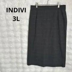 インディヴィ 15号 グレンチェック タイトスカート グレー