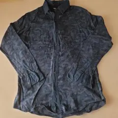 UNIQLO ネイビー迷彩柄 長袖ネルシャツ L