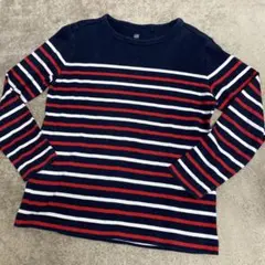 UNIQLO長袖カットソー ネイビー 赤 ストライプ 120