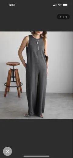 BonjourSagan ヘリンボーンAラインオールインワン