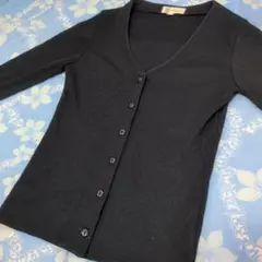 MICHEL KLEIN 上品なラメ&ブラック 七分袖カーディガン 38