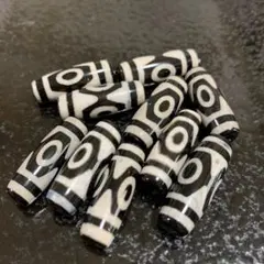 「C4010」三眼天珠 天然瑪瑙　ブラック　約10*30mm 10個