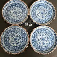 【未使用】　　◆ たち吉 ◆ 　　　　　　　　染付花唐草　銘々皿　4枚のサムネイル