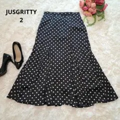 ジャスグリッティー マーメイドスカート ドット 水玉 サテン ロング フレア