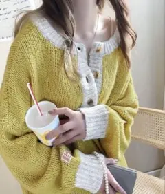 JaVaジャバ コラボ2way糸バイカラーヘンリーニットプルオーバー