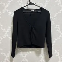 H&M DIVIDED ブラック リブ 長袖 カーディガンのサムネイル