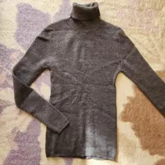wool100%グレー タートルネック セーター 長袖