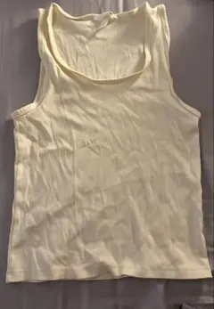 H&M クリーム色　細リブ　タンクトップ