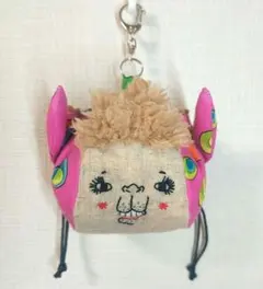 M*u様 アルパカちゃん　小さめまん丸巾着袋　顔刺繍　フサフサ