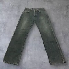 【人気】EDWIN 404 デニムパンツ W32 グリーン系 フェード 古着