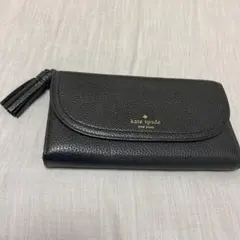 kate spade 黒 レザー 長財布 タッセル付き 送料込み