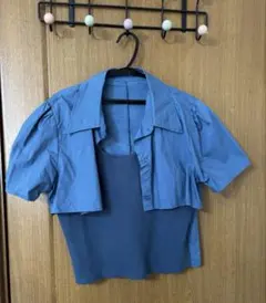 MURUA レイヤードクロップドシャツ ブルーのサムネイル