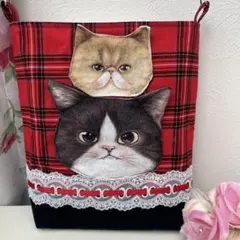 コヤンイサムチョン　ハンドメイド　サコッシュ　スマホポーチ　ジョーズ君　タータン