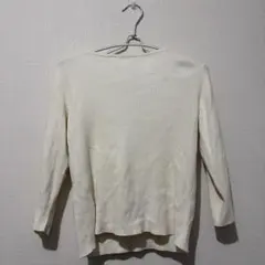 シルク混　アイボリー リブ編み 長袖ニット Mサイズ