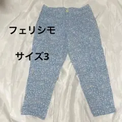 a1【フェリシモ】白×水色 四角柄パンツ サイズ3（M〜L相当）ナチュラル爽やか