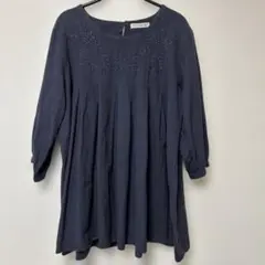 studio CLIP 刺繍入りネイビーチュニック